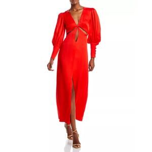 Farm Rio‎ Cutout Front Bishop Sleeve Maxi Dress Red Size XS